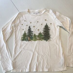 Crewcuts Kids White Long Sleeve Tee with Forest and Star Design